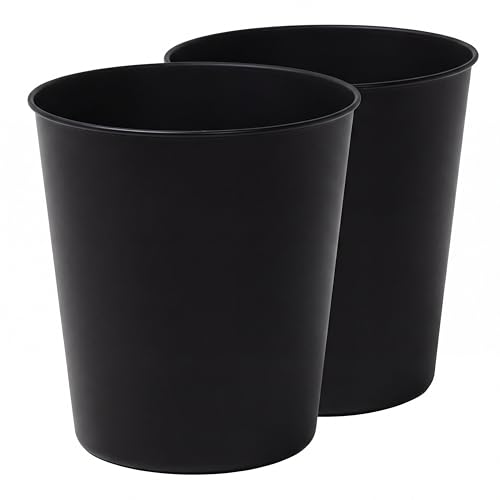 happimess Nolan 2 Gal Smooth Steel Wastebasket, Matte Black, Set of 2 - color: Matte Black, size: Set of 2