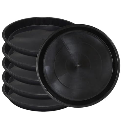 6 Pack 12 Inch Black Plant Saucers Plastic Drip Trays for Pots - color: Black, size: 12 Inch