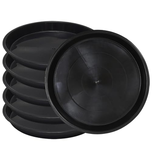6 Pack 12 Inch Black Plant Saucers Plastic Drip Trays for Pots - color: Black, size: 12 Inch