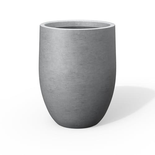 Kante Large Round Bullet Pale Gray Concrete Planter 21.7" Tall, Outdoor - color: Gray