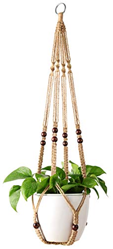 Mkono Macrame Plant Hanger Indoor 35 Inch Hanging Planter Basket Brown 1Pc - color: Brown