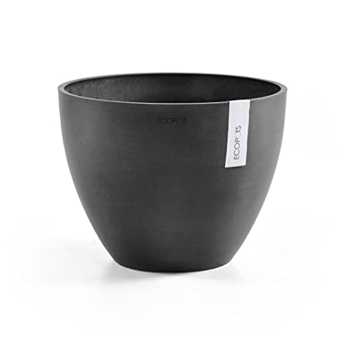 Ecopots Antwerp Round Tapered Flower Planter, Dark Grey, 16" - color: Dark Grey, size: 16"