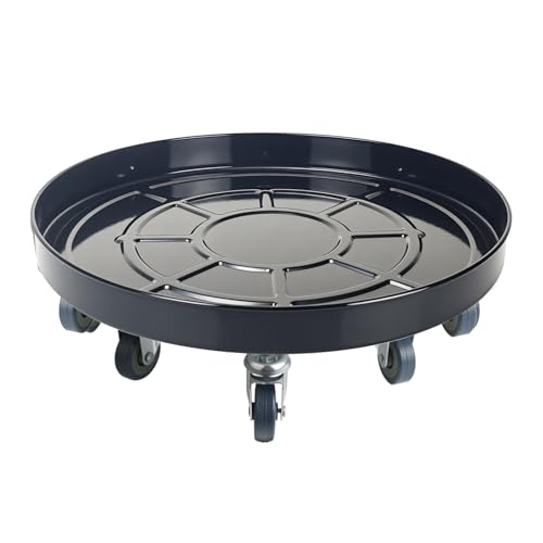 20 Inch Heavy Duty Plant Stand on Wheels, Round Plant Caddy with Wheels for Indoor & Outdoor Use, Metal Rolling Tray for Potted and Small Furniture, Black - color: Black