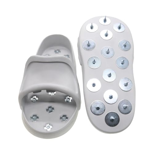 Anti-Slip Spiked Shoes for Epoxy Floors, Resinous Coatings, Self-Leveling Compound, and Paint-Small(Grey) - color: Grey, size: Small