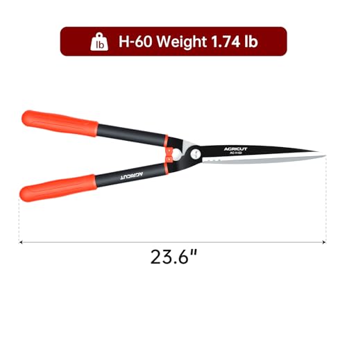 AGRICUT Garden Shears for Hedges – 23.6" Hedge Shears with High-Carbon Straight Blade, Teflon Coated, Lightweight 790g – Shears for Gardening, Ideal for Privet, Box, Yew & Thuja - style: Straight Blade