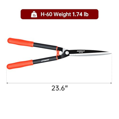 AGRICUT Garden Shears for Hedges – 23.6" Hedge Shears with High-Carbon Straight Blade, Teflon Coated, Lightweight 790g – Shears for Gardening, Ideal for Privet, Box, Yew & Thuja - style: Straight Blade