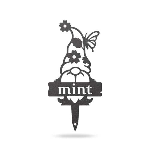 RealSteel Gnome Plant Markers Metal Garden Stakes | Outdoor Garden Labels & Plant Tags for Vegetables & Herbs | Decorative Yard & Raised Bed Garden Signs | Gardening Gift | Made in USA - Mint - style: MINT