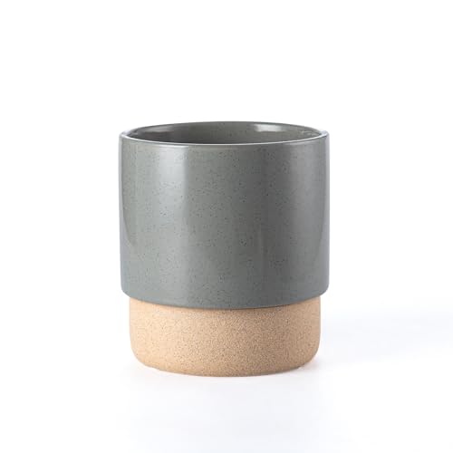 6 Inch Ceramic Self Watering Planter with Drainage Hole, Dark Grey - color: Darkgrey, size: Small