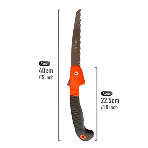 14-Inch Folding Camping Saw with Triple-Cut SK5 Blade, 7 TPI Razor Teeth for Tree Trimming, Wood Cutting, Bushcraft, Heavy Duty Pruning