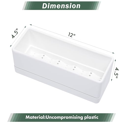 D'vine Dev Rectangular Planter, 12 x 4.5 in, White, Set of 1, 76-X-A-1 - color: White