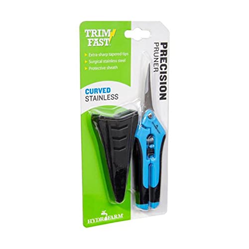 Hydrofarm HGPP400C Precision Curved Blade Pruners, Blue, Garden Shears