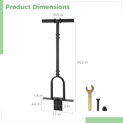 OMISTAR Bulb Planter Tool, Carbon Steel Grass Plugger with Long Handle, Heavy Duty Sod Plugger Garden Tool with Middle Pedal for Grass Plug, Digging Holes, Repair of Turf