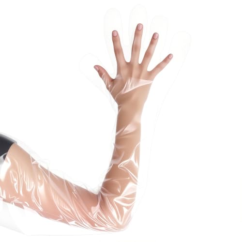 20PCS Disposable Long Plastic Gloves - 33inch Full Arm Long Sleeve Gloves -Veterinary Insemination Glove - Plastic Full Arm Glove for Field Dressing, House Cleaning Gardening Gutting