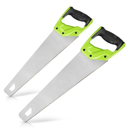 Auto Dynasty [2 Pcs] 17" Handsaw Fine-cuts Wood Saw with Non-Slip Comfort Grip for Sawing, Trimming, Gardening, Cutting Wood, Drywall, Plastic Pipes, Sharp Blade, Green - style: 2pcs 17" Hand Saw