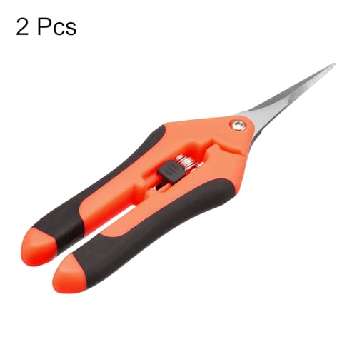 HARFINGTON 2pcs Garden Scissors 6.5" Straight Stainless Steel Blade Orange