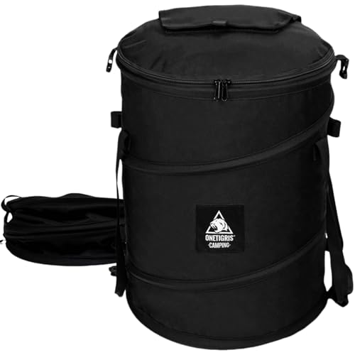 ONETIGRIS Collapsible Trash Can, 12 Gallon Camping Trash Bin with Lid