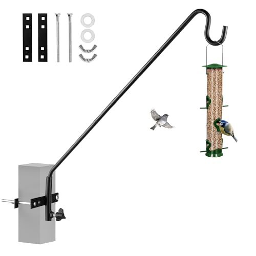 MIXXIDEA Extended Fence Deck Hook Rail Heavy Duty Bird Feeder Hook, Adjustable Plant Bracket for Bird Feeders, Planters, Suet Baskets, Lanterns, Wind Chimes and More - size: 43in Long Fence Hook-1 Pack