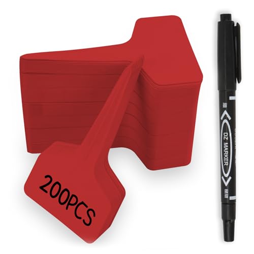 Plant Labels, 200pcs Red Plant Markers, Outdoor Waterproof Stakes, Plastic Tags for Seedlings, Greenhouse Accessories, Herb Garden Signs Decorative - color: Red