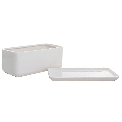 MyGift White Ceramic Succulent Planter with Drainage & Saucer, 2 Pack - size: 10 inch - 2 Pack