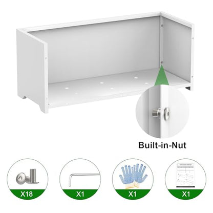 32" Metal Large Rectangular Planter - White Long Planter Box with Legs - color: White, size: 32" L x 15" W x 15" H
