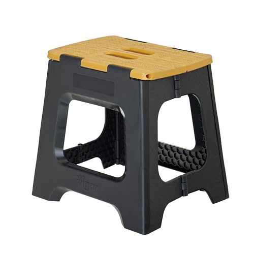 Vigar Compact Folding Step Stool, 12-1/2 in, Black Bamboo Print - color: Black Bamboo Print, size: 12-1/2-Inches