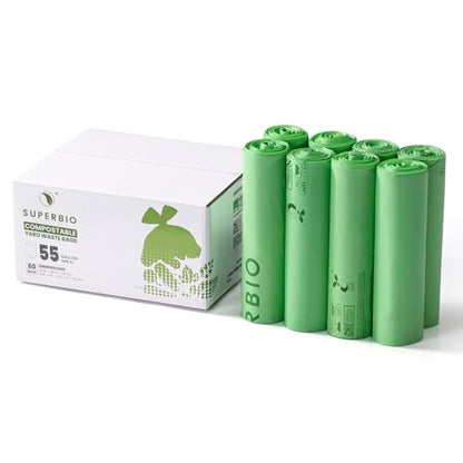 SUPERBIO 55 Gallon Compostable Yard Waste Bags - style: 55 gallon,80 count