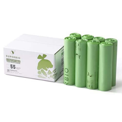 SUPERBIO 55 Gallon Compostable Yard Waste Bags - style: 55 gallon,80 count