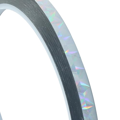 Jiozermi 0.22 Inch Holographic Reflective Tape, Silver, 55Yard - size: 0.22 Inch x 55 Yard