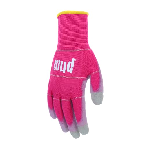 MUD Smart, Polyurethane Coating, Abrasion Resistance, Breathable, Touchscreen Compatible, Rasberry, Medium (028R/M)