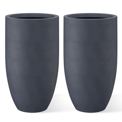 Kante Set of 2 Charcoal Concrete Round Planters 24" Tall Home & Outdoor - color: Charcoal, size: 24" Tall (2 Pack)