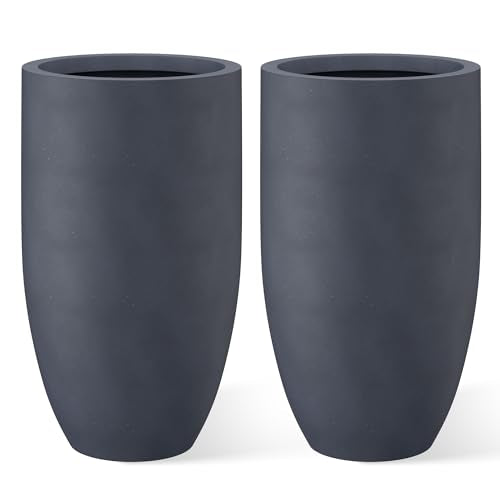 Kante Set of 2 Charcoal Concrete Round Planters 24" Tall Home & Outdoor - color: Charcoal, size: 24" Tall (2 Pack)
