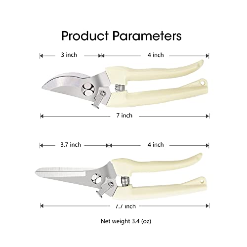 Leize Flower Scissors Set, 2 Pack Premium Thickened Stainless Steel Floral Shears, Strong Pruner for Flowers, Branches and Leaves, Upgrade - color: Cream2p