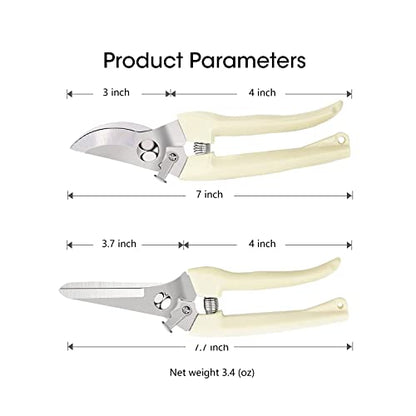 Leize Flower Scissors Set, 2 Pack Premium Thickened Stainless Steel Floral Shears, Strong Pruner for Flowers, Branches and Leaves, Upgrade - color: Cream2p