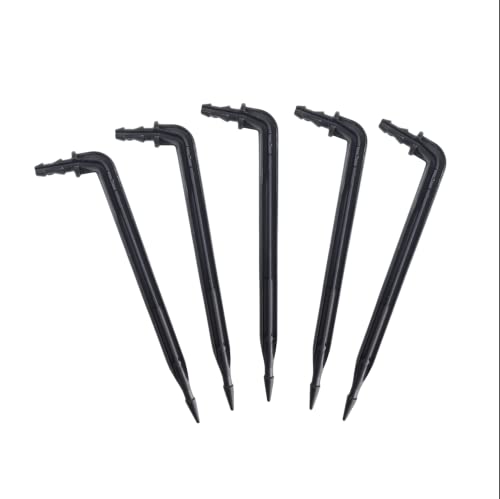 50-Pack 4" Inch Angled Drip Emitter Stake, (FITS 1/4" & 1/8" TUBING) for Precise Watering & Irrigation, Greenhouse, Container Gardening, Home Garden, and Hydroponics Growing (50, 4" Inch Long) - size: 4" Inch Long