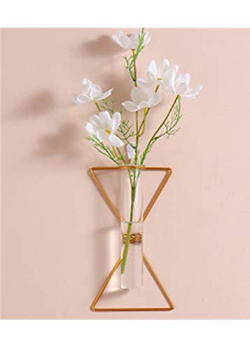 IvyMei Luxurious Nordic Gold Wall Vase Metal Frame Glass Tube - color: Gold 3