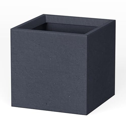Kante Charcoal Concrete Planter 10" W, All-Weather Square Small Pot