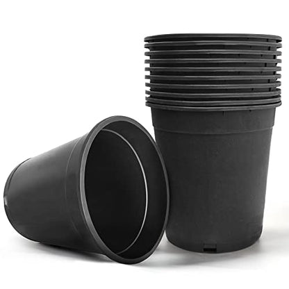 HOSTIC 5 Gallon Flexible Nursery Pots Gallon Pot with Drainage Holes Plastic Plant Container Suitable for Indoor Outdoor Vegetables Flowers Plants 10 PCS - size: Standard 5 Gallon