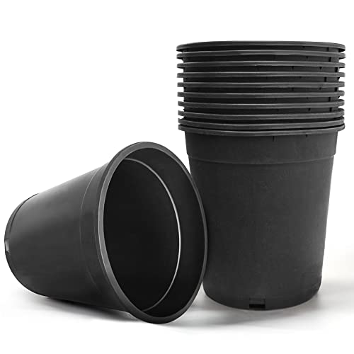 HOSTIC 5 Gallon Flexible Nursery Pots Gallon Pot with Drainage Holes Plastic Plant Container Suitable for Indoor Outdoor Vegetables Flowers Plants 10 PCS - size: Standard 5 Gallon