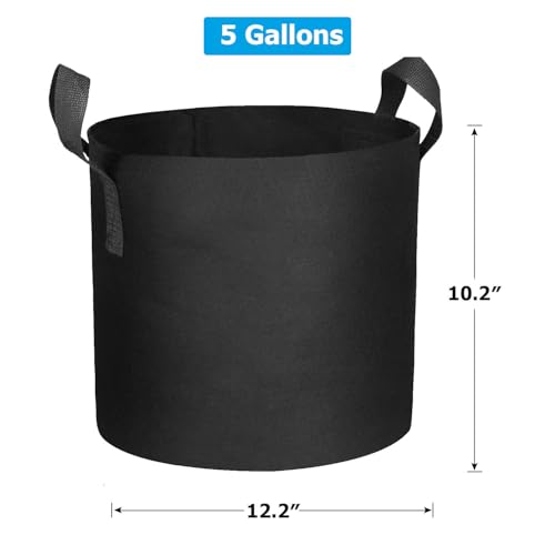 12 Packs 5 Gallon Grow Bags, Heavy Duty 300G Thickened Nonwoven Fabric Plant Pots with Handle - size: 5 Gallons