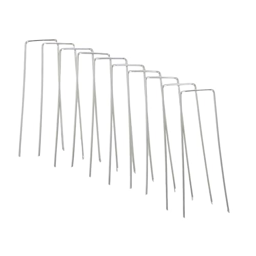 CHAPIN 6-9601: Landscape Staples and Gaskets, for Securing Weed Barrier Fabric, Set of 10 Heavy-Duty Metal Pins and 10 Anti-Rust Plastic Plates, 20 Piece Set, Black, Metal