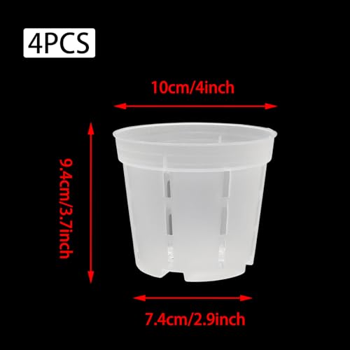 Orchid Pot with Drainage Holes, 4 Pack 4 Inch Clear Plastic Breathable Slotted Pots for Repotting-Root Control Planter-Sturdy Plastic Plant Pot for Butterfly Orchid, Hydroponics, Indoor & Outdoor - size: 4 Inch 4Pcs