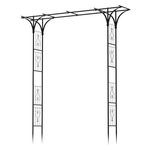 7FT Garden Arch Arbor Steel Trellis for Climbing Plant Outdoor Wedding Gate - size: 7*4 FT