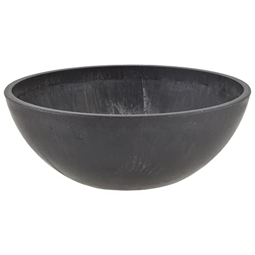 PSW Pot Collection M20DCB 8-inch Plastic/Stone/Wood Composite Low Bowl Planter – No Drainage Hole (Drillable), Shallow Indoor/Outer Pot for Succulents, Bonsai, Fairy Gardens, Herbs,Dark Charcoal - color: Dark Charcoal, size: 8 Inch