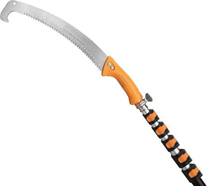 5-24 ft Telescopic Manual Pole Saw for Tree Trimming & Pruning - size: 24 feet