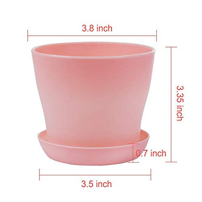 TDHDIKE 10 Pcs Plastic Planters Indoor Pots with Pallet - color: Pink / White / Purple / Blue / Green
