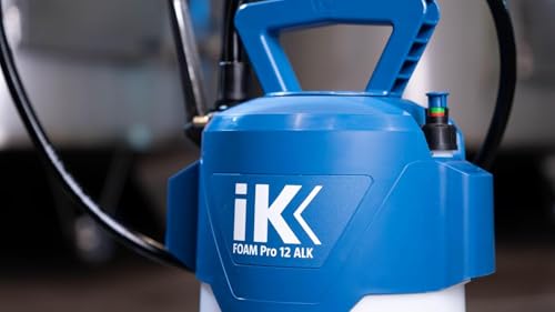 IK Foam Pro 12 ALK – Professional Alkaline Foam Sprayer for Industrial Cleaning & Car Detailing – 2 Gal Pump Spray Foamer– High Capacity, Safety Lock, Fan Nozzle - color: White and blue