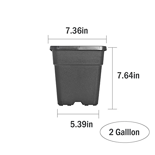10-Pack 1.4 Gallon Square Plastic Garden Planter Pots Flower Seedling Container Fit for Indoor Outdoor Plants Seedlings Flowers Vegetables Black