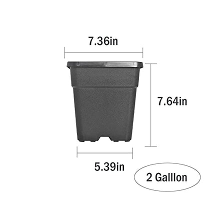 10-Pack 1.4 Gallon Square Plastic Garden Planter Pots Flower Seedling Container Fit for Indoor Outdoor Plants Seedlings Flowers Vegetables Black
