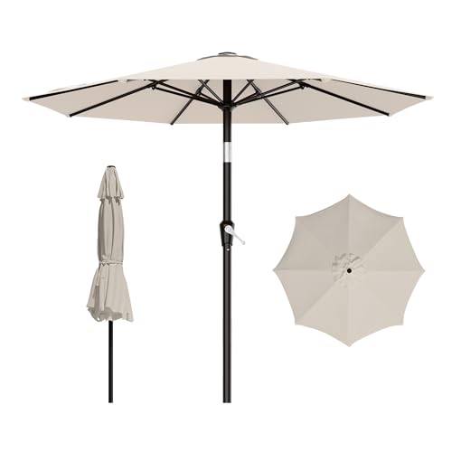 AreShark 9FT Outdoor Patio Umbrella with Tilt and Crank, Cream-white - color: Cream White, size: 9ft