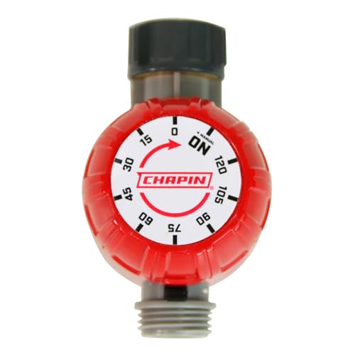 Chapin 41004: Mechanical Water Timer, Up to 120 Minutes of Watering, for Lawn and Gardens, Fits Standard Garden Hoses, Red/Gray - style: Mechanical Timer